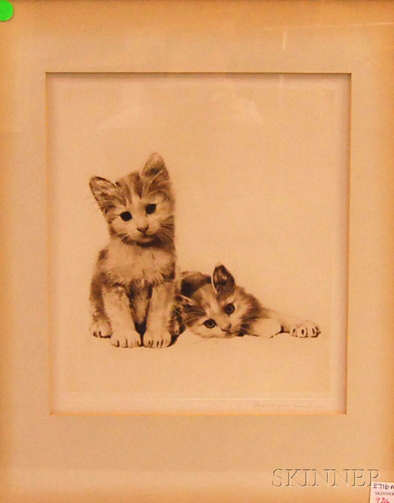 Appraisal: American School th Century Two Kittens Signed indistinctly perhaps Car