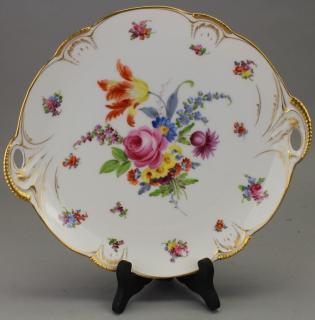 Appraisal: German Dresden Floral Dish German Dresden Floral Dish With a