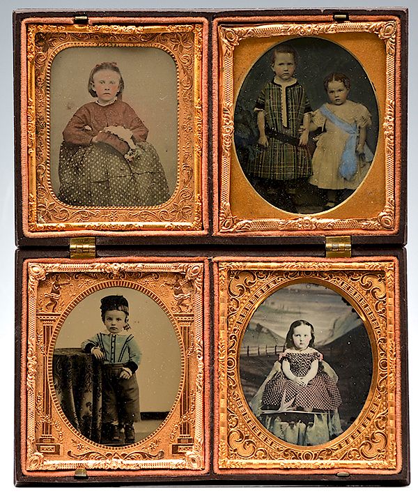 Appraisal: mid- th century plate ambrotypes children mid- th century sixth