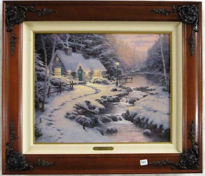 Appraisal: THOMAS KINKADE EMBELLISHED OFFSET LITHOGRAPH ON CANVAS United States -