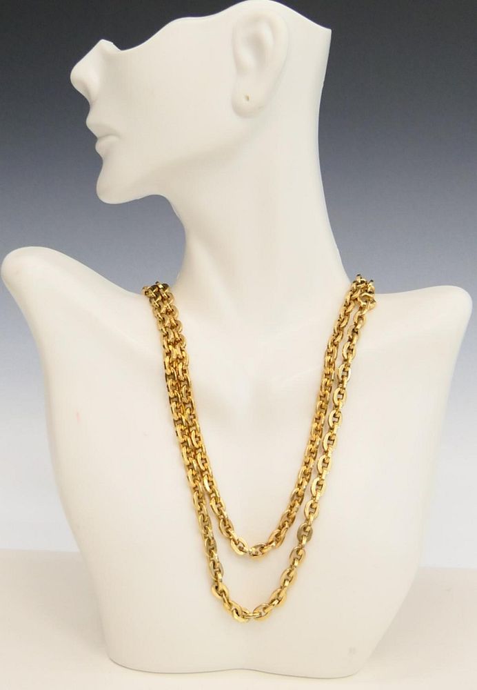 Appraisal: LONG HEAVY KT YELLOW GOLD LINK NECKLACE Marked kt measures