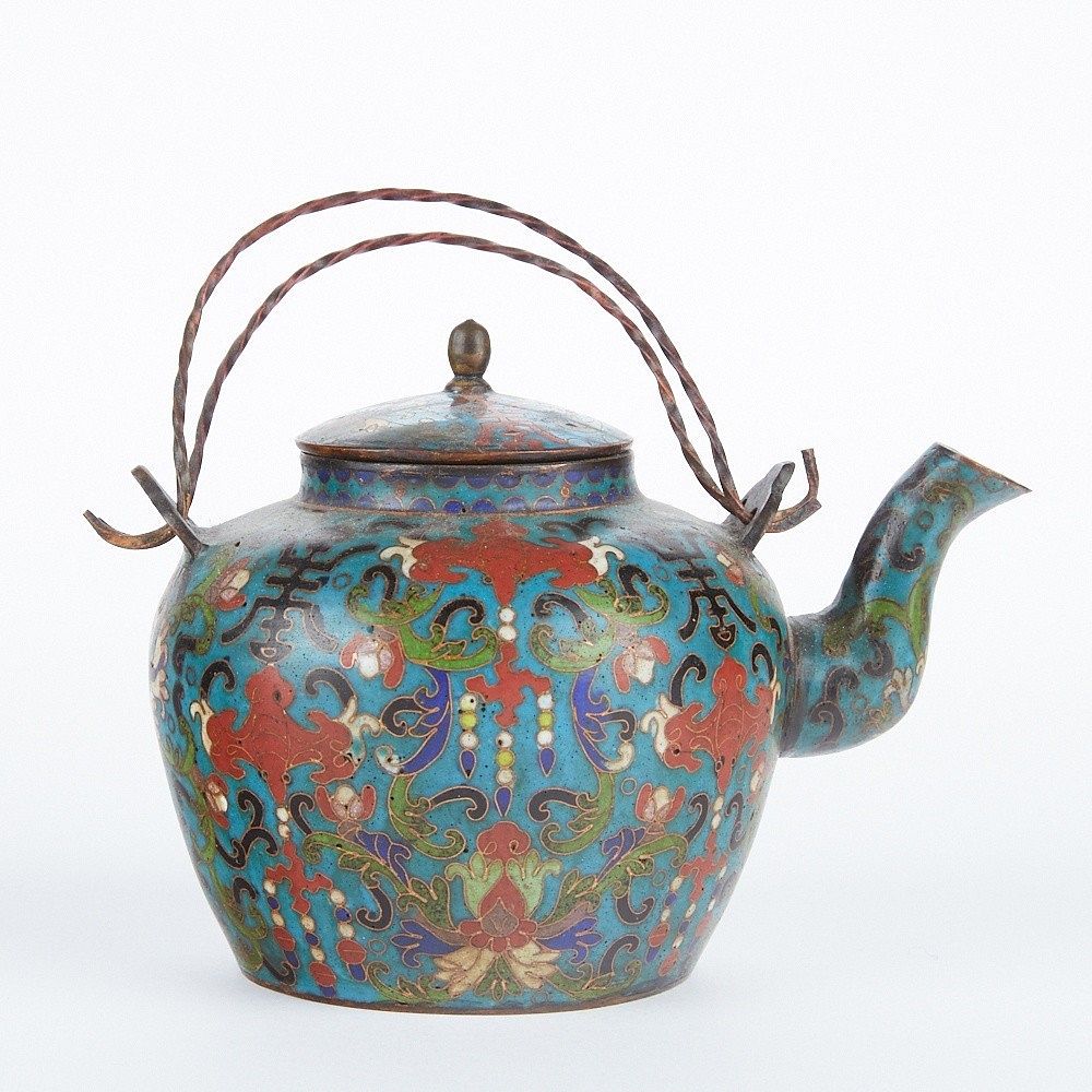 Appraisal: Antique Chinese Cloisonne Teapot - Marked Chinese cloisonne teapot with