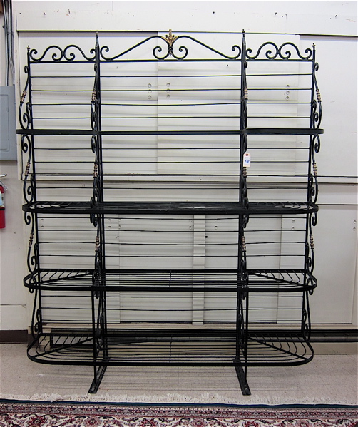 Appraisal: A BRASS AND BLACK WROUGHT IRON BAKER'S RACK French early