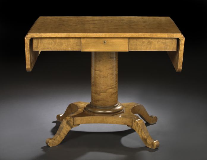 Appraisal: Continental Burl Maple Drop-Leaf Table th century the rectangular top