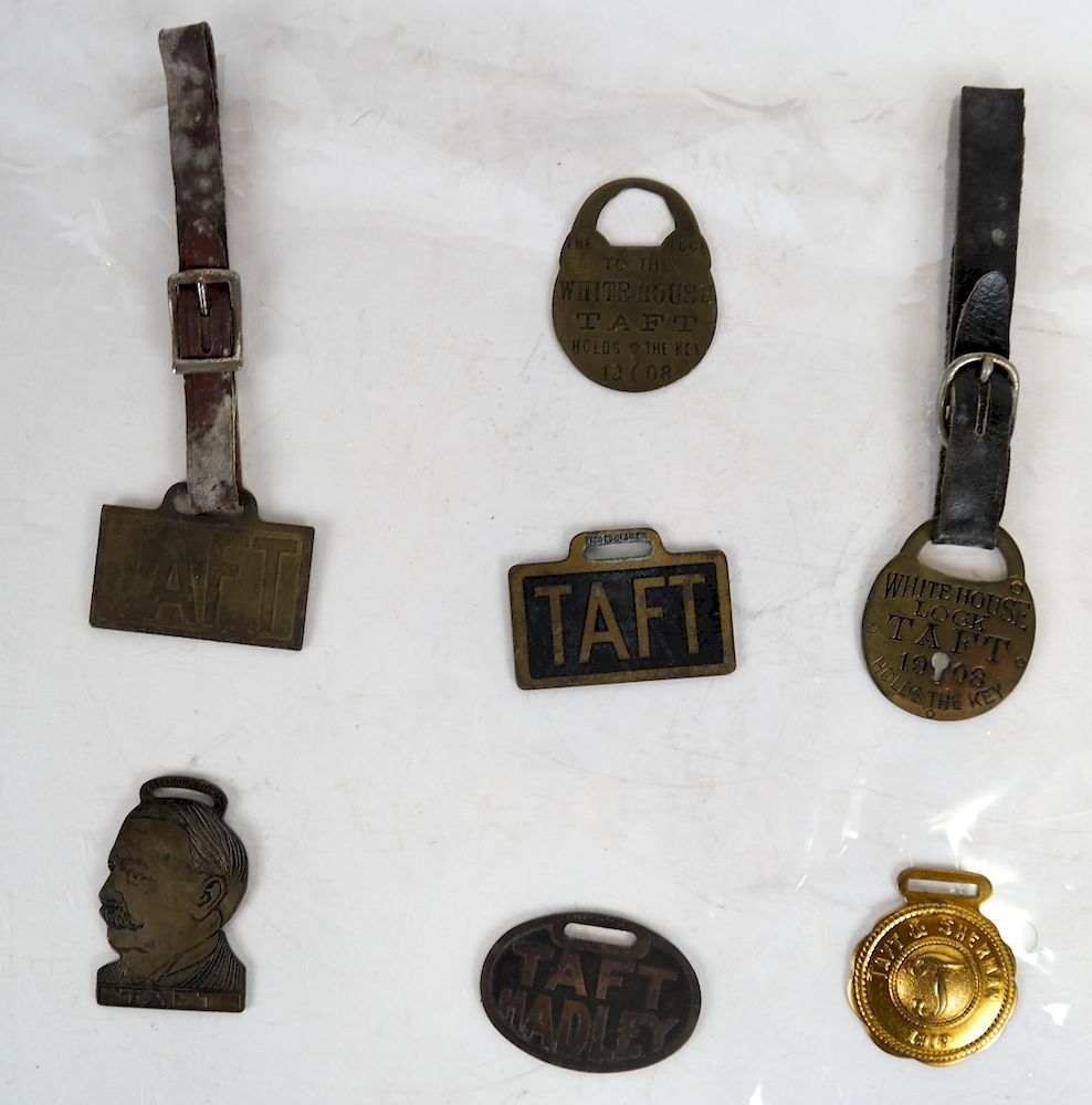 Appraisal: Lot Seven William Taft c Watch Fobs Lot includes Taft