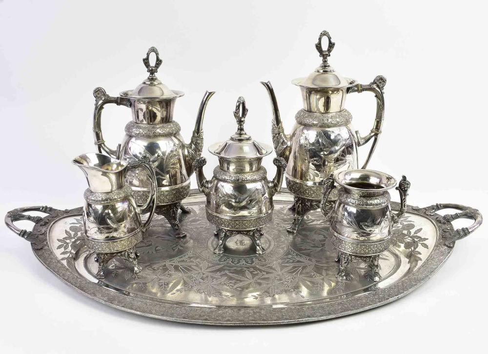 Appraisal: IMPRESSIVE AESTHETIC MOVEMENT SILVER PLATE TEA SERVICECirca American Meriden Company