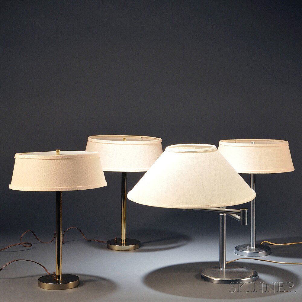 Appraisal: Four Walter Von Nessen-style Table Lamps Metal Three having a