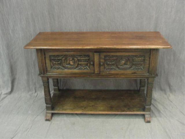 Appraisal: Carved Oak Tudor Style Door Server From a Larchmont home