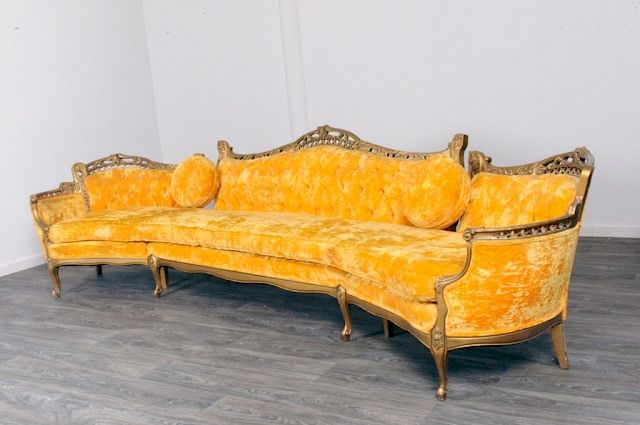 Appraisal: Venetian Style Sectional Sofa Venetian style sectional sofa with carved