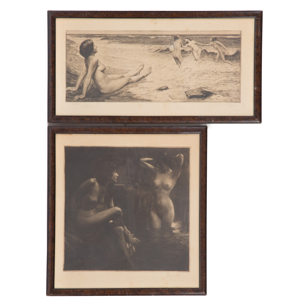 Appraisal: Georg Jahn Two framed etchings German - By the Sea