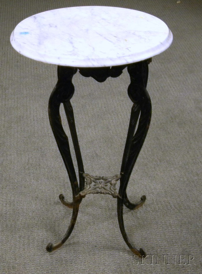 Appraisal: Late Victorian White Marble-top Black-painted Cast Iron Stand