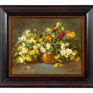 Appraisal: Stephanie Birdsall American b Floral Still Life Oil on Board