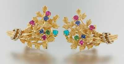 Appraisal: A Pair of Danfrere Gemstone Figural Earrings k yellow gold