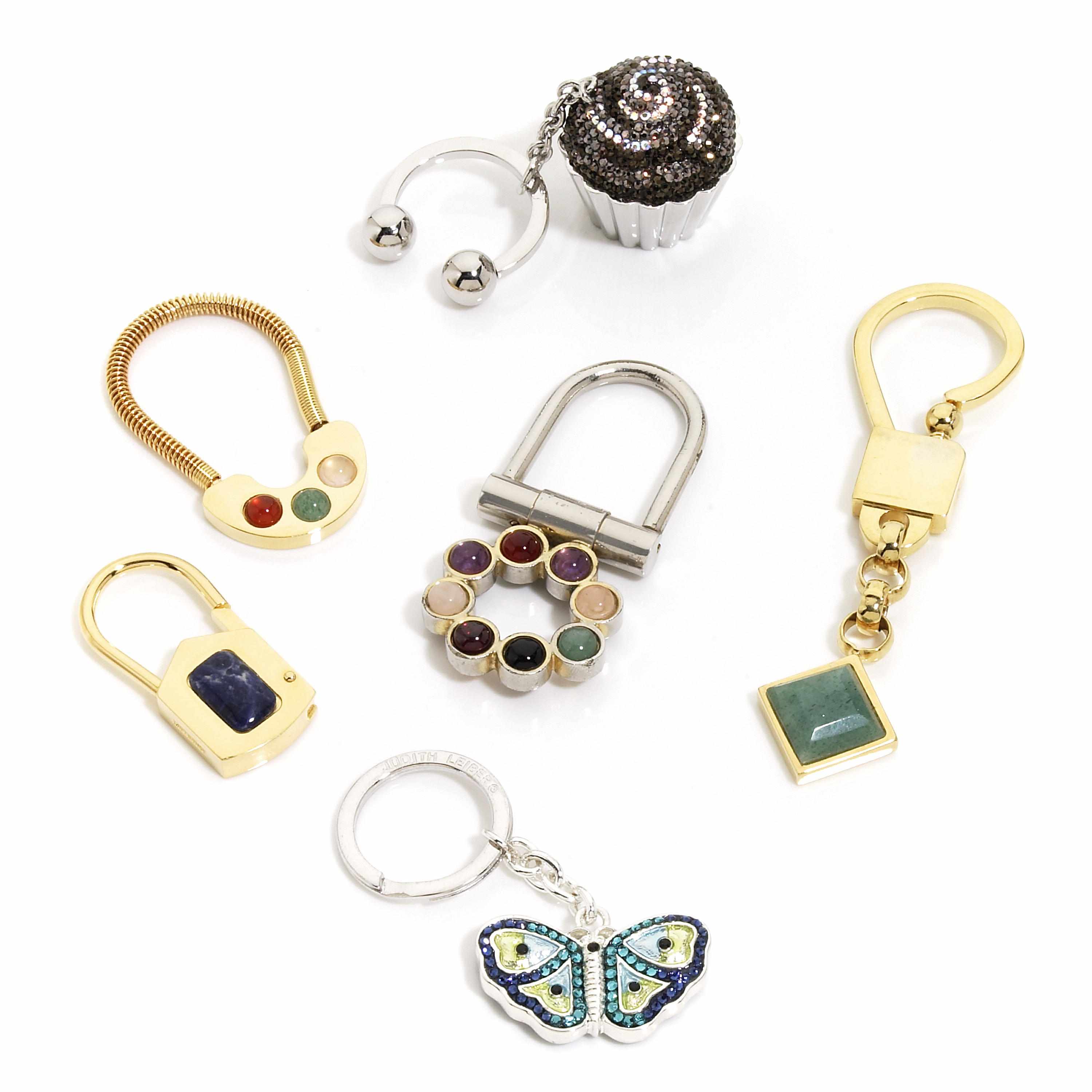 Appraisal: A collection of crystal and semi-precious stone assorted keychains including