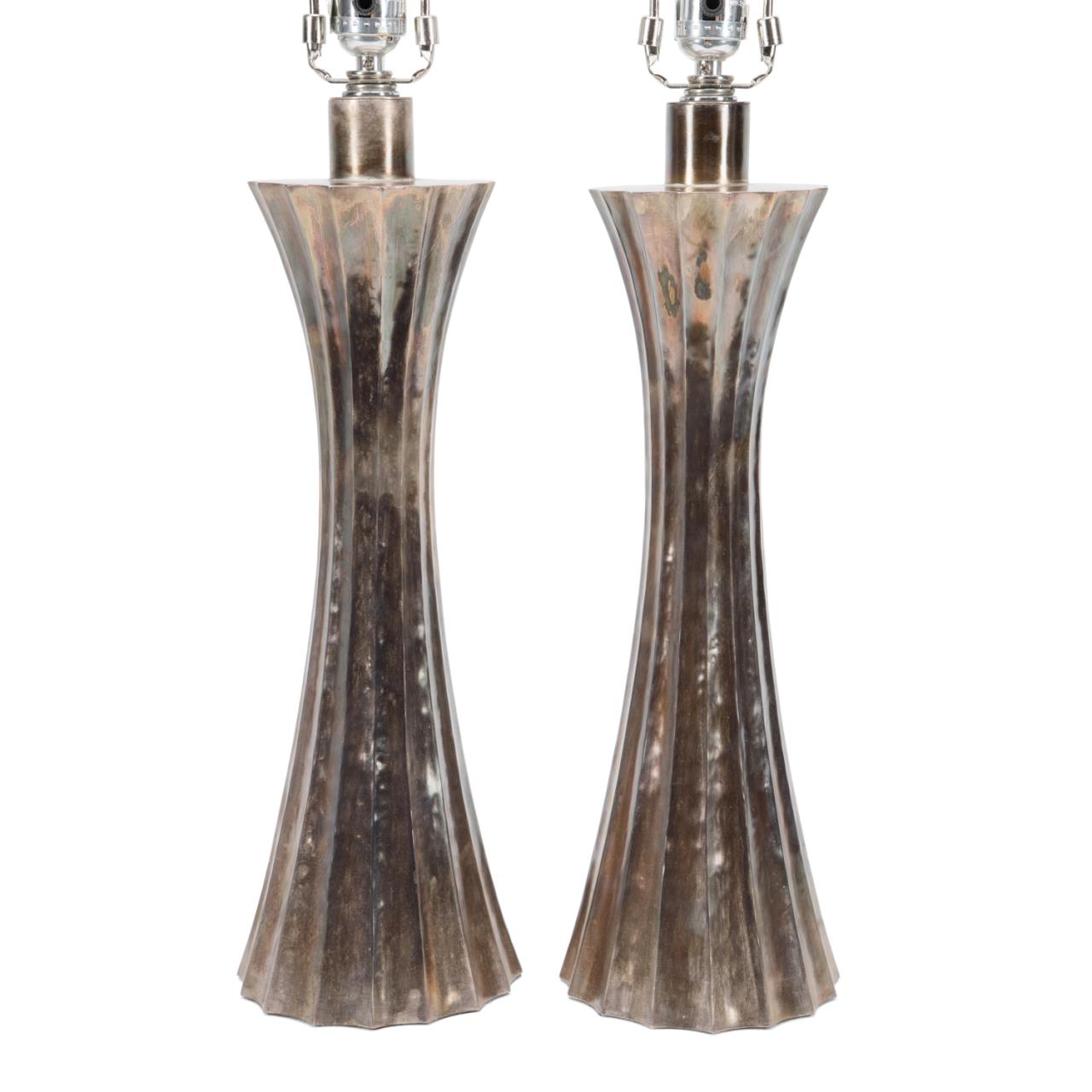 Appraisal: PAIR MCGUIRE DIVA CONTEMPORARY METAL LAMPS McGuire Furniture American pair