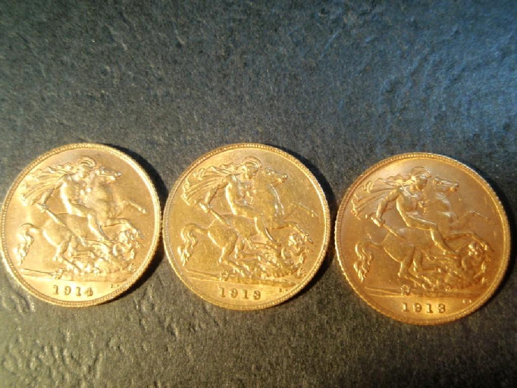 Appraisal: Three half sovereigns and