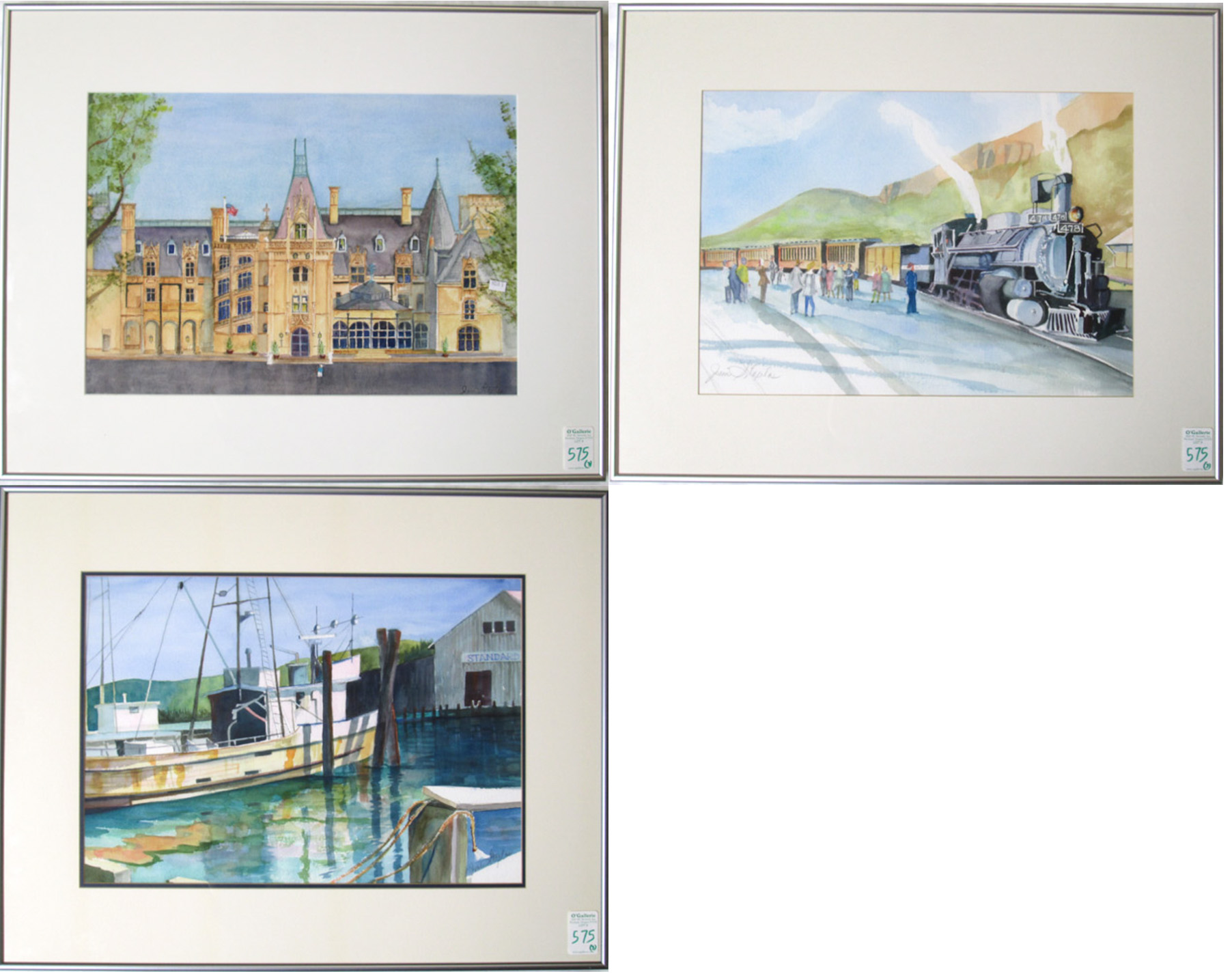 Appraisal: JAMES A STAPLES THREE WATERCOLORS ON PAPER Oregon th st