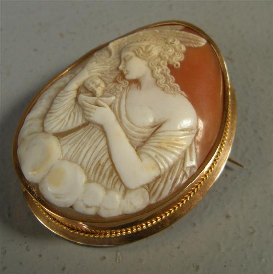 Appraisal: Victorian Oval cameo brooch carved with a classical woman feeding