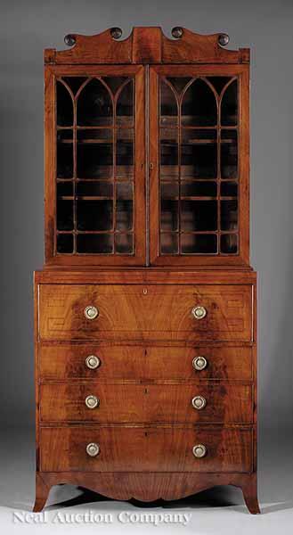 Appraisal: A William IV Mahogany Secretaire Bookcase c distinctive cornice with