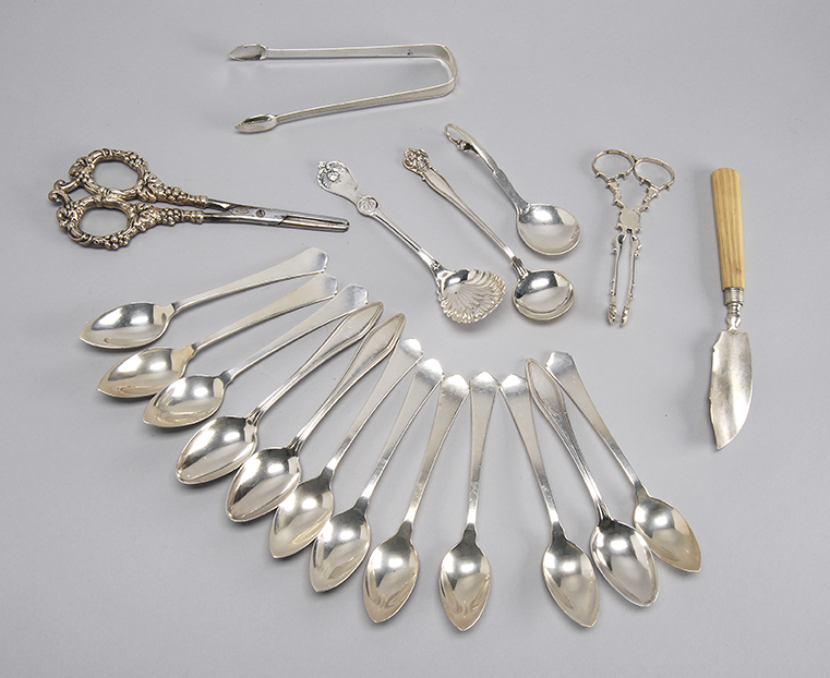 Appraisal: EIGHTEEN STERLING SILVER ITEMS Together with a coin silver sugar