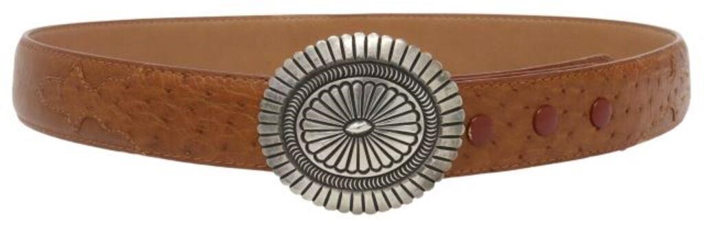 Appraisal: Native American sterling silver belt buckle signed LM Leon Martinez