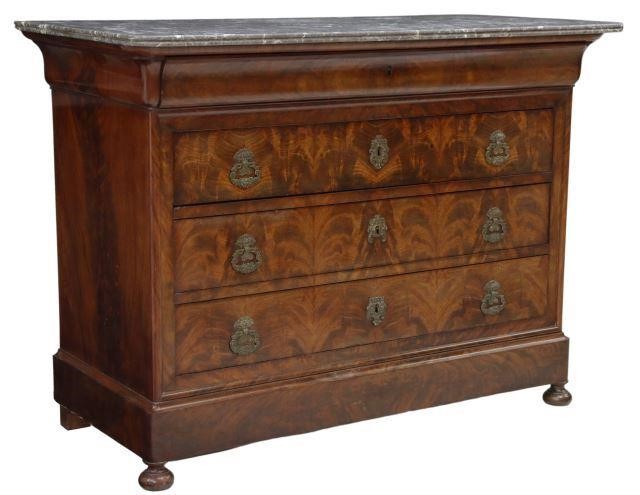 Appraisal: French Charles X period marble-top mahogany commode first half th