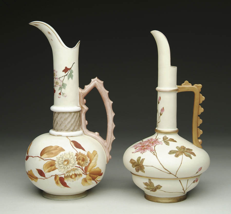 Appraisal: TWO HAND PAINTED ROYAL RUDOLSTADT EWERS Both marked with RW