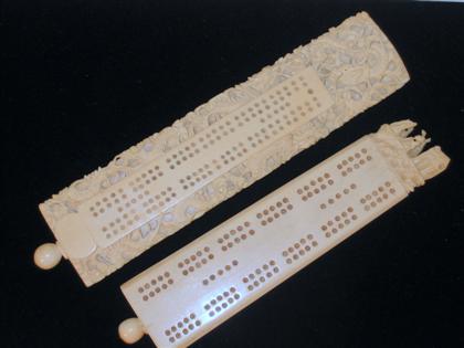 Appraisal: Two Chinese elephant ivory cribbage boards late qing dynasty or