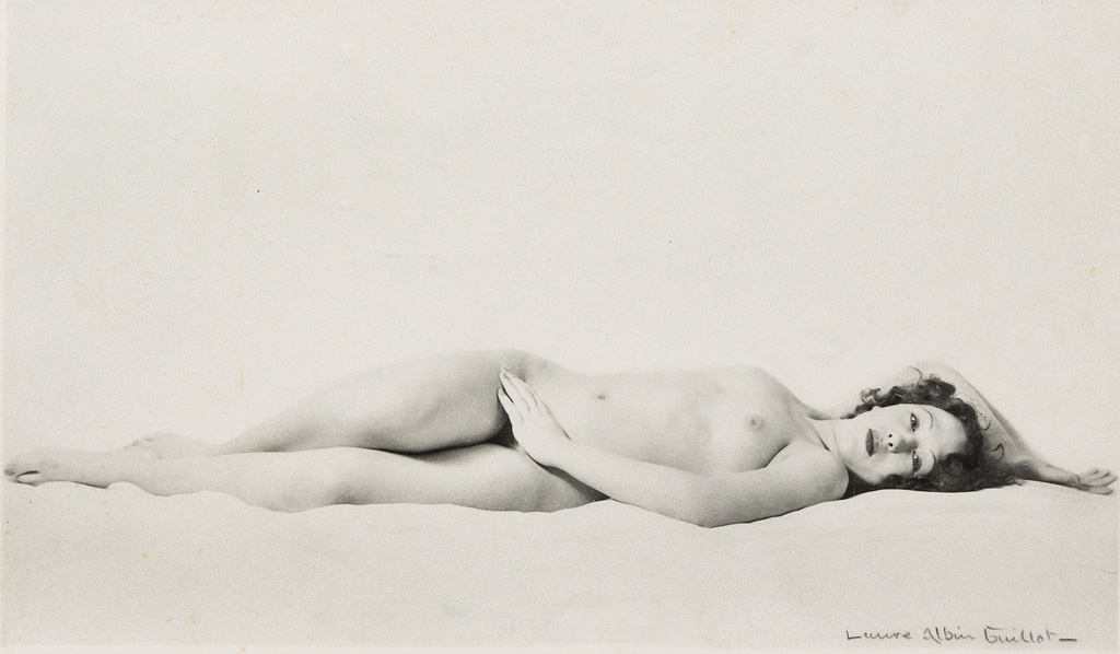 Appraisal: LAURE ALBIN GUILLOT - Reclining nude Fresson print x inches