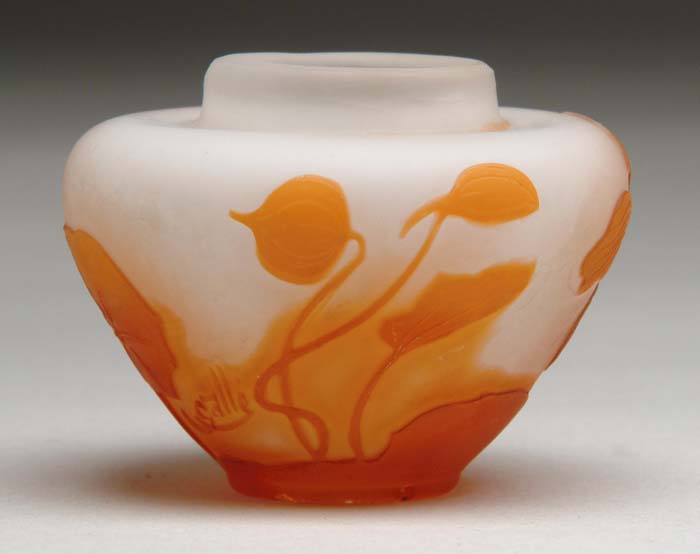 Appraisal: GALLE VASE Japanese tea ceremony form with tangerine flowers on