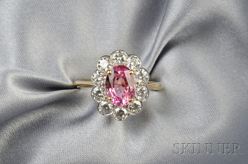 Appraisal: kt Gold Pink Sapphire and Diamond Ring set with an