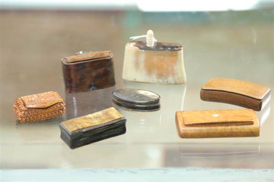 Appraisal: SEVEN SNUFF BOXES Three are bone and four are wood