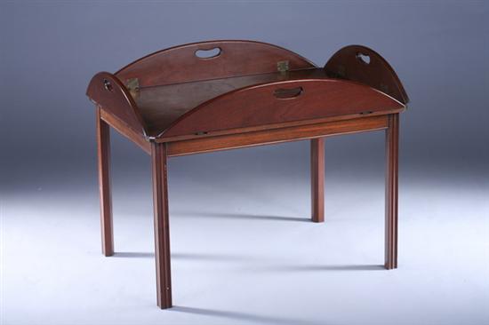 Appraisal: CHIPPENDALE STYLE MAHOGANY BUTLER'S TRAY-TOP LOW TABLE th Century Rectangular