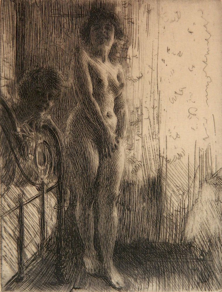 Appraisal: Anders Zorn etching Anders Zorn Swiss - - ''A Dark