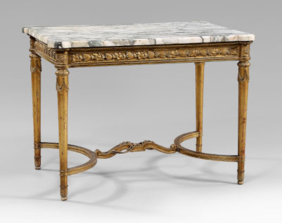 Appraisal: French Louis XVI style center table carved and gilt wood