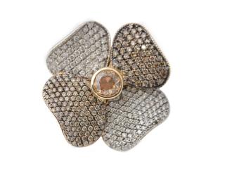 Appraisal: k Yellow White Gold Flower Motif Diamond Ring Ladies k