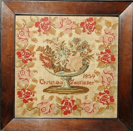 Appraisal: - Wool on linen sampler wrought by Christian Geistinger and