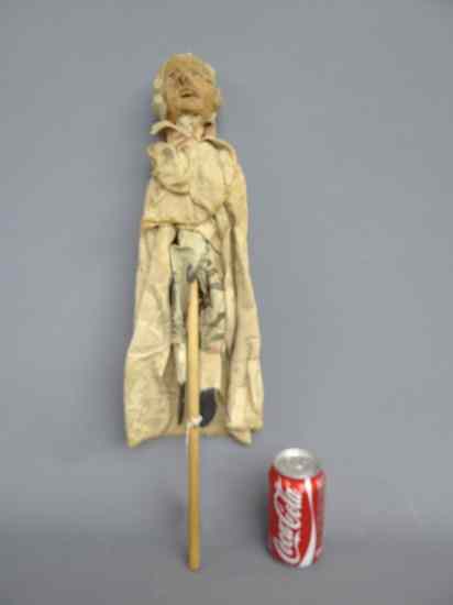 Appraisal: Folk art composition head clothed puppet '' Ht