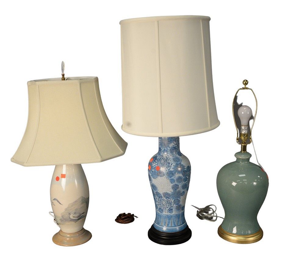 Appraisal: Group of Six Table Lamps to include pair of Japanese