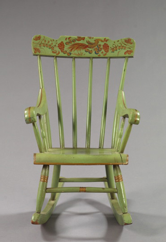 Appraisal: American Child's-Size Polychromed Boston Rocker ca the back crest with