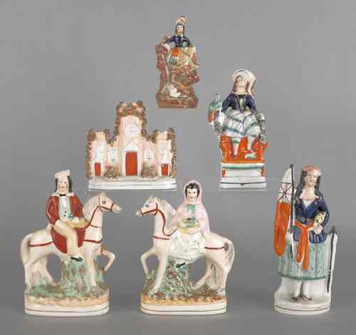 Appraisal: Six Staffordshire figures th c tallest -