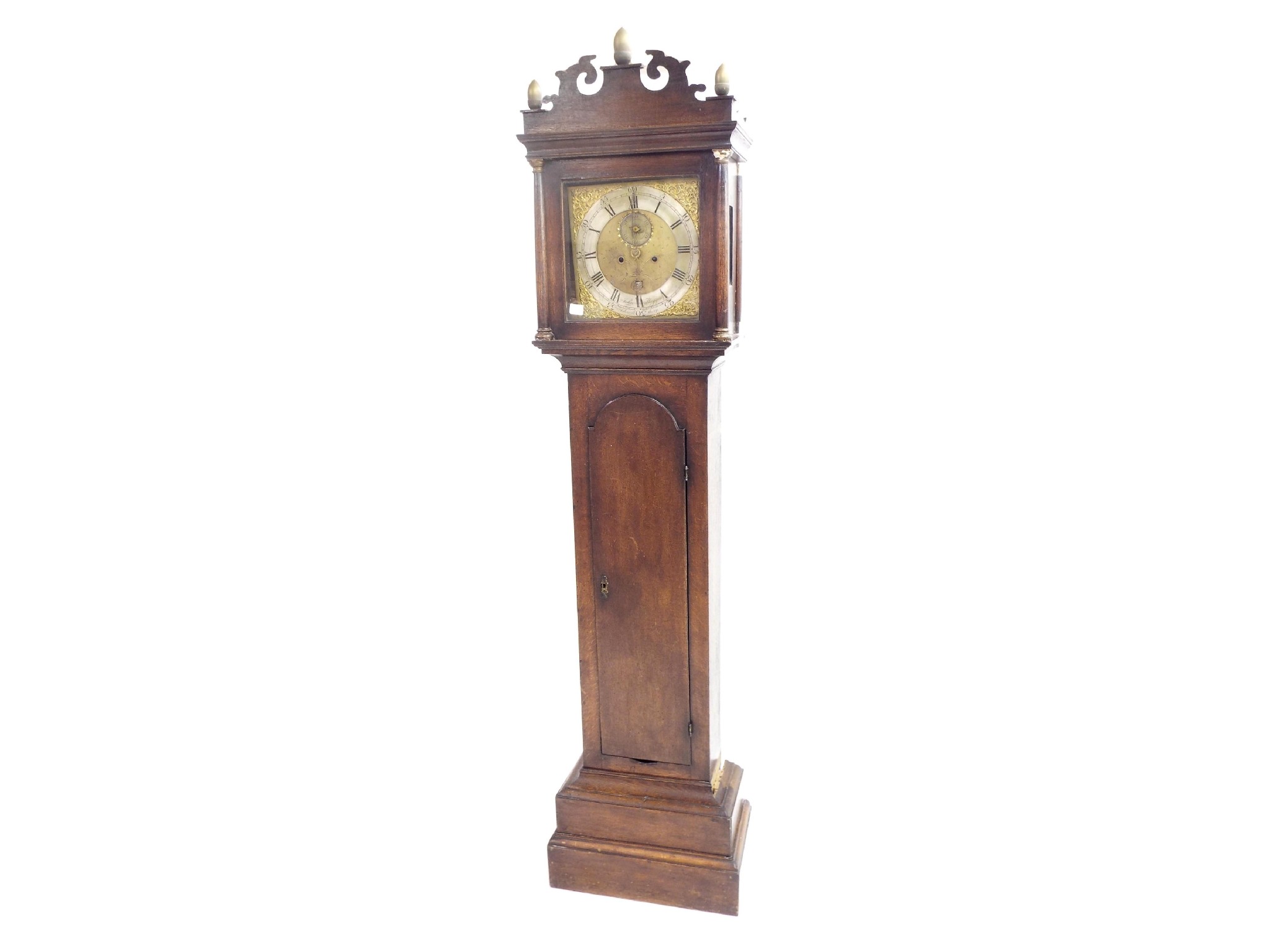 Appraisal: Oak eight day longcase clock the square brass dial signed