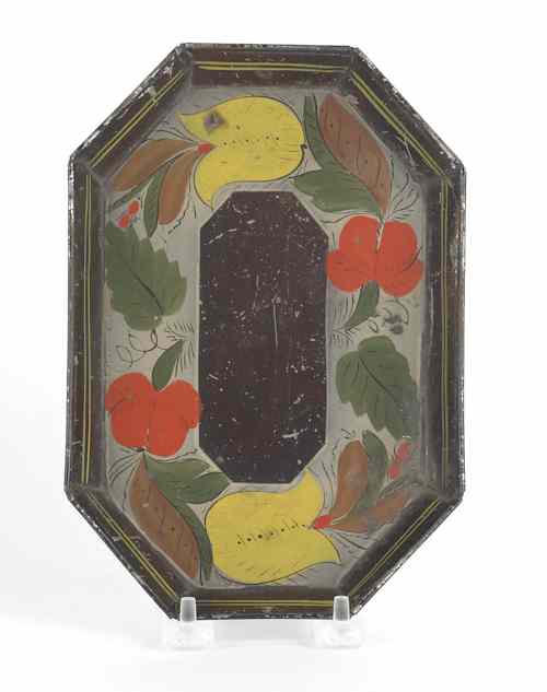 Appraisal: Small tole tray th c with vibrant floral decoration x