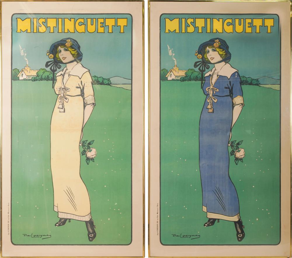 Appraisal: DANIEL DE LOSQUES - MISTINGUETT TWO POSTERS each color lithograph