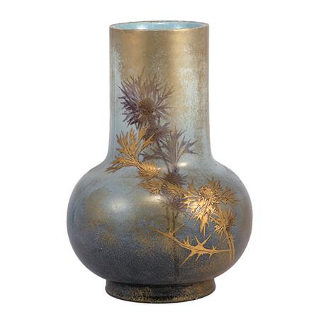 Appraisal: Clement Massier Golfe-Juan Art Nouveau Gilt Decorated Ceramic Vase Estimate