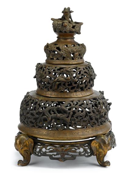 Appraisal: Rare Chinese Ming cast bronze censer coverwanli period