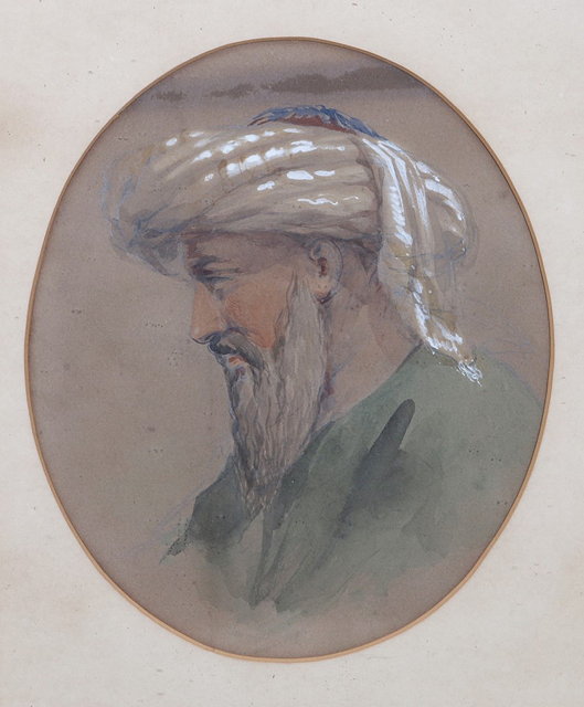 Appraisal: ATTRIBUTED TO FREDERICK GOODALL - Head and shoulders portrait of