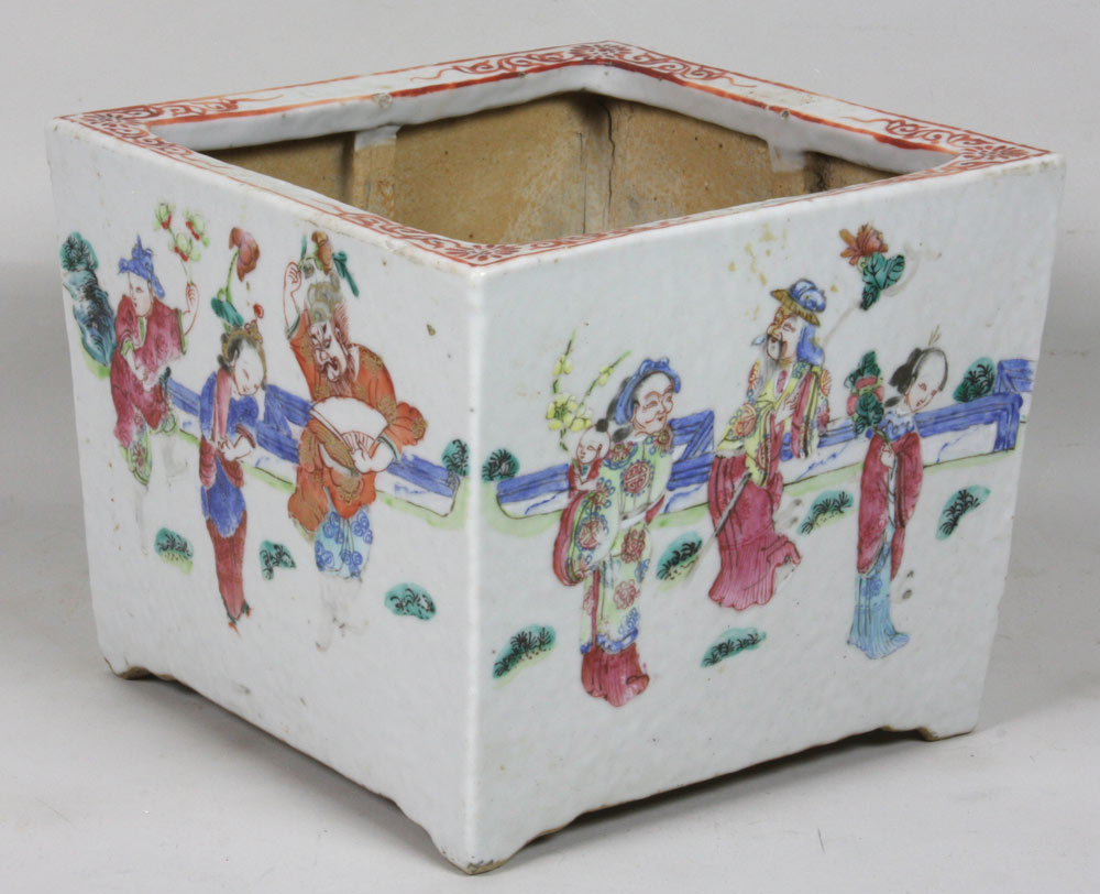 Appraisal: - th C Chinese Porcelain urn th century Chinese square