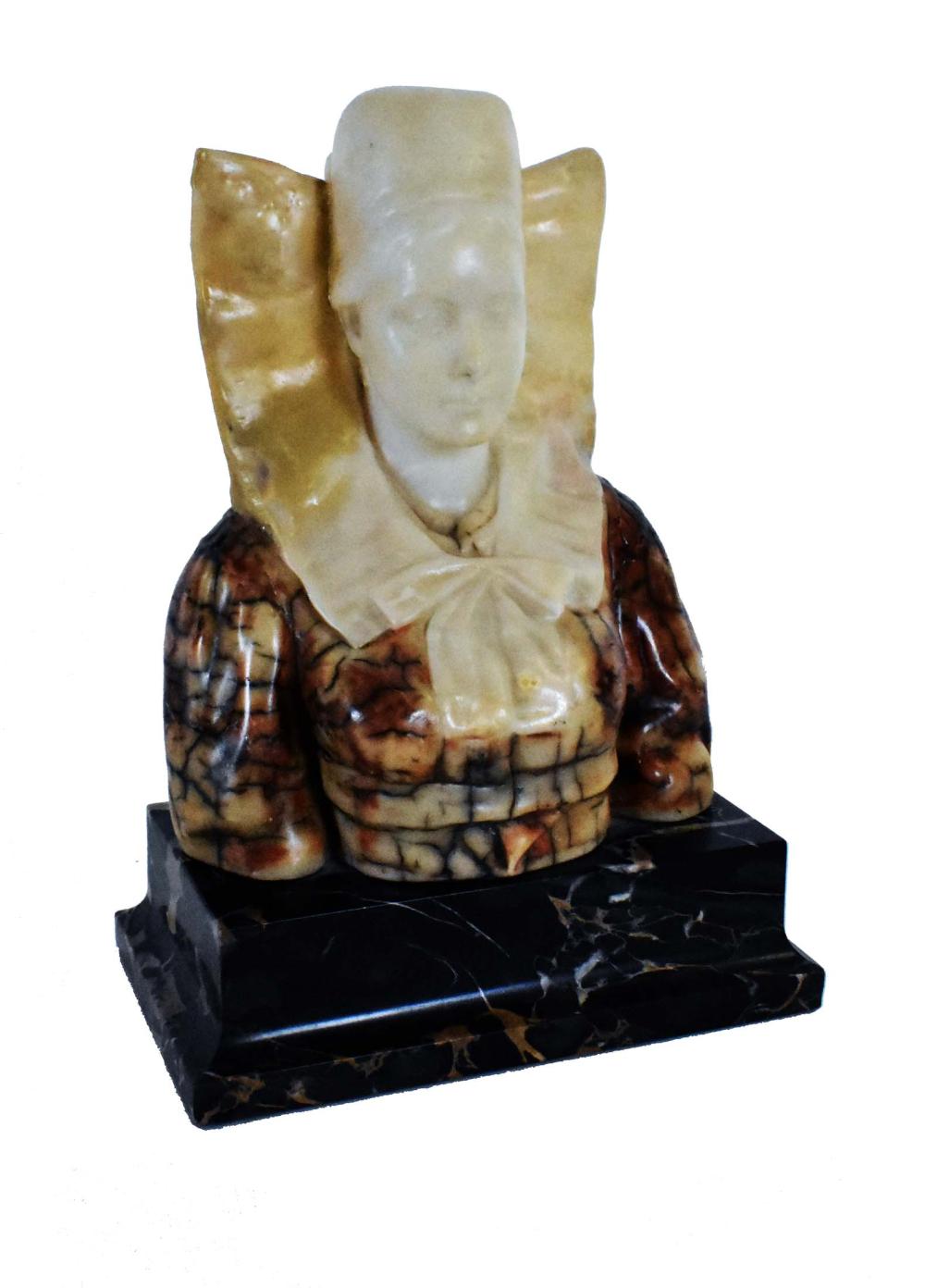 Appraisal: GERMAN ALABASTER BUST OF A MAIDENThe marble signed indistinctly on