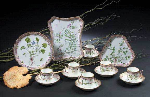 Appraisal: Fifteen-Piece Collection of Royal Copenhagen Flora Danica Porcelain consisting of